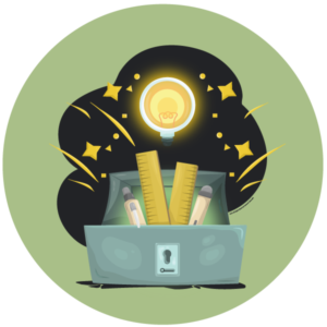 Illustration used as icon representing one of four key principles to how the agency functions in the design process. Scope is the image.