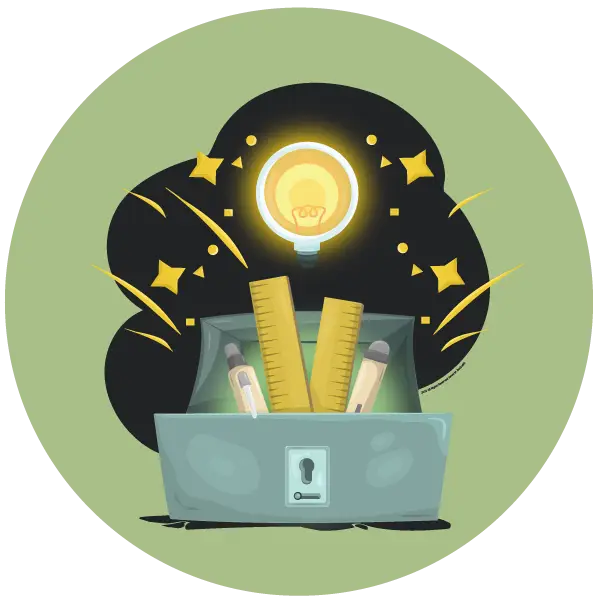 Illustration used as icon representing one of four key principles to how the agency functions in the design process. Scope is the image.